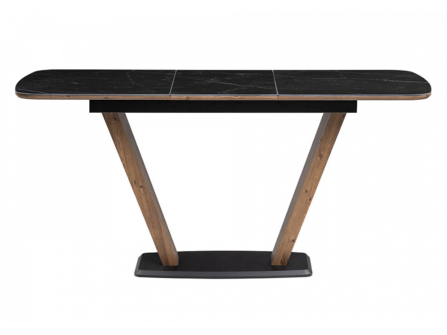 Керамический стол Петир 120(160)х80х75 черный мрамор / орех / черный