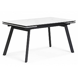 Керамический стол Норман 140(200)х80х75 белый мрамор alpin white / черный