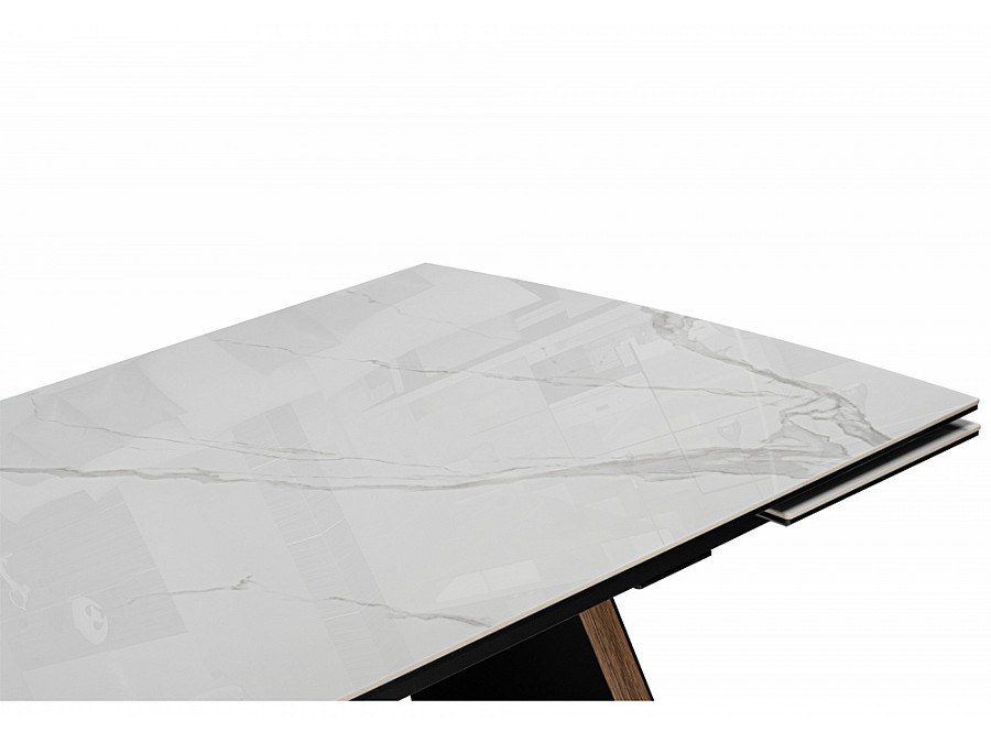 Симмонс 180(260)x90 statuario titan gloss / черный / орех дуб монтана