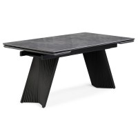 Керамический стол Вейв 160(220)х89х75 серый мрамор baolai / черный