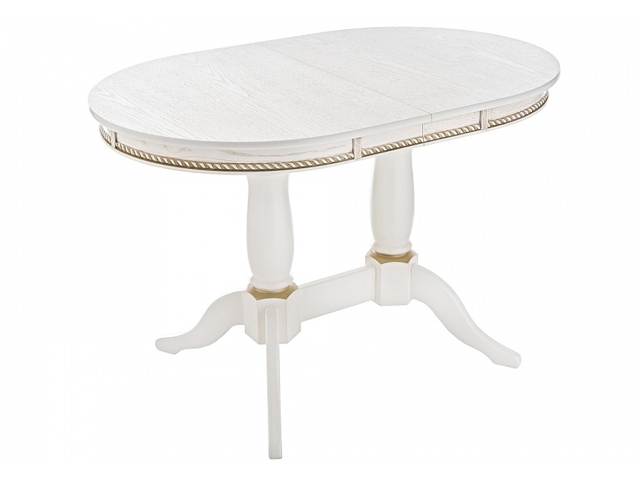 Стол деревянный Кантри 120 молочный с золотой патиной