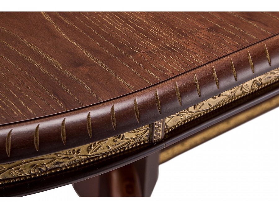 Стол деревянный Кантри 160(200-240)х107х78 орех с золотой патиной