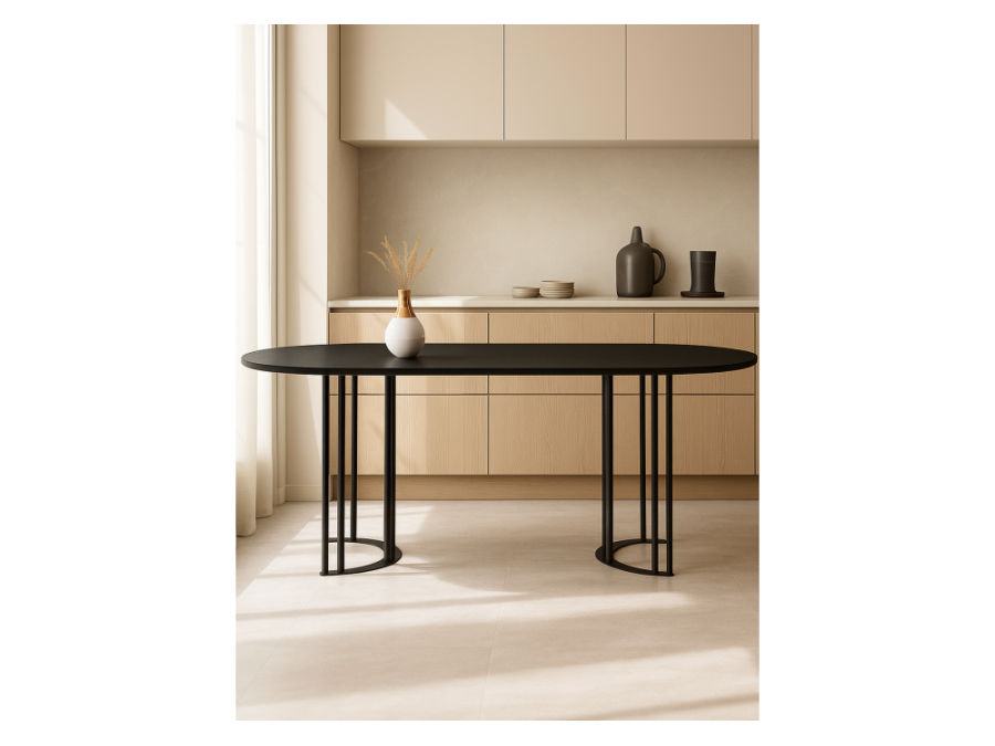 Хьюго О 180 х 90 черная шагрень пленка / черные ноги