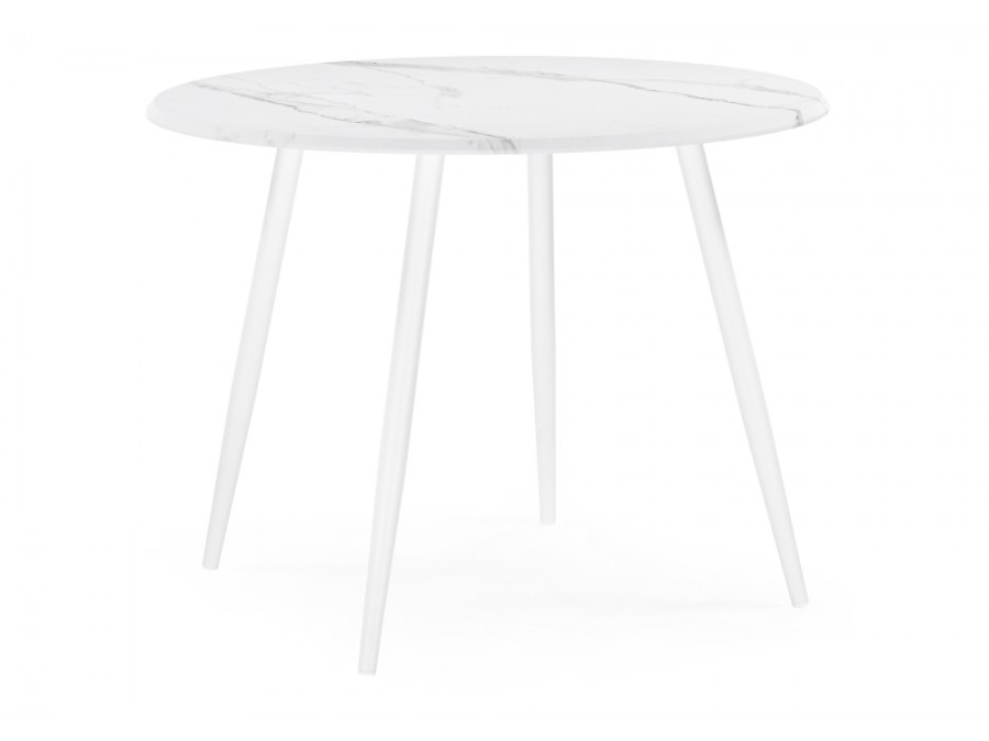 Стол деревянный Абилин 90х76 мрамор белый / белый матовый