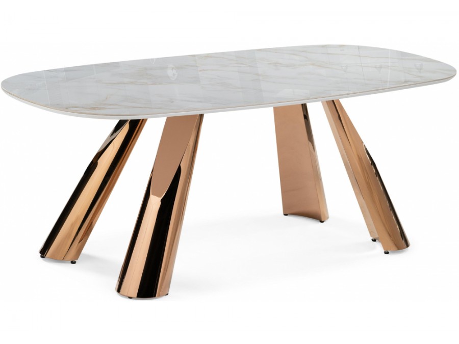 Танго 200х90 белый мрамор carla larkin / розовое золото