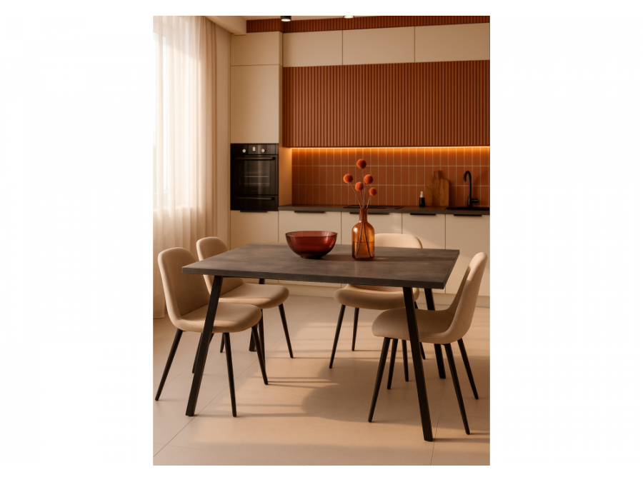 Кортни 117 (157) x 77 бетон темный / черный матовый