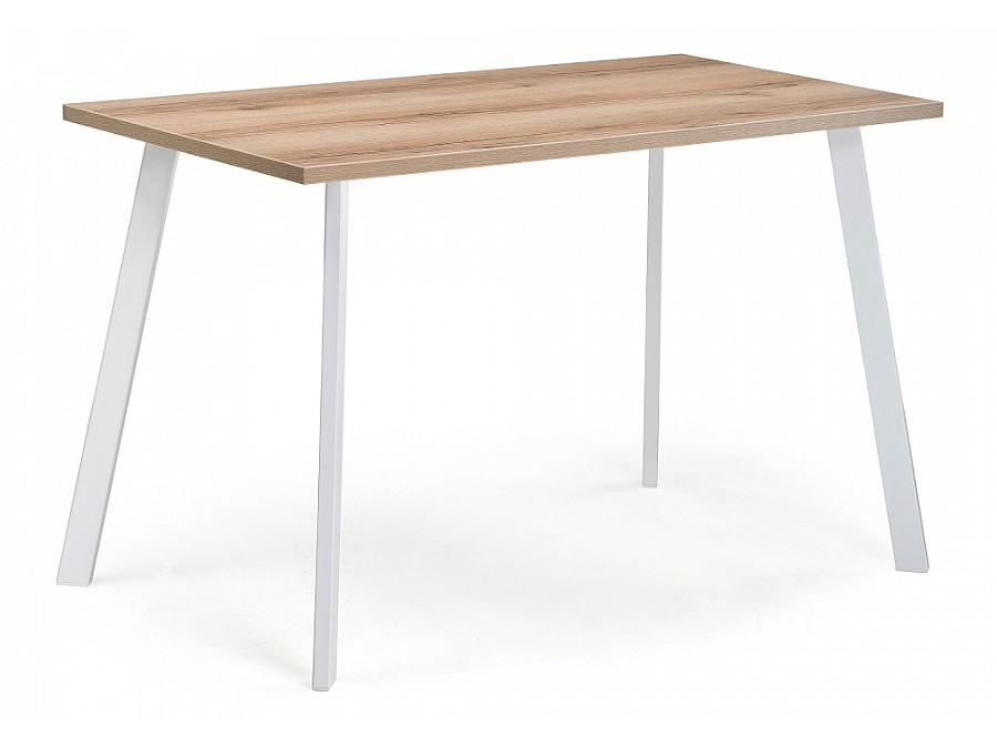 Стол деревянный Тринити Лофт 140х80х75 25 мм дуб делано светлый / белый матовый