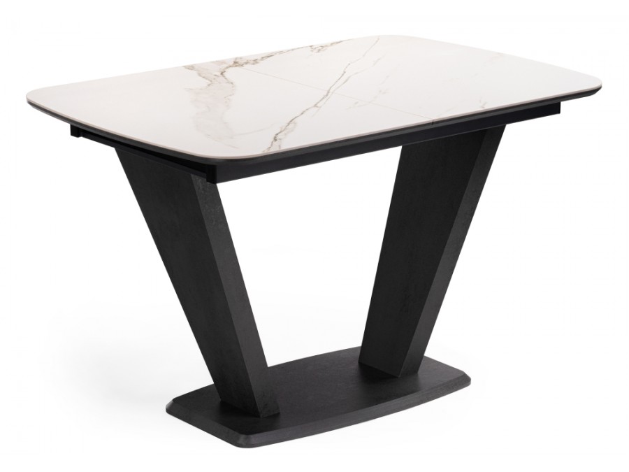 Керамический стол Петир 120(160)х80х75 белый мрамор / графит / темный камень