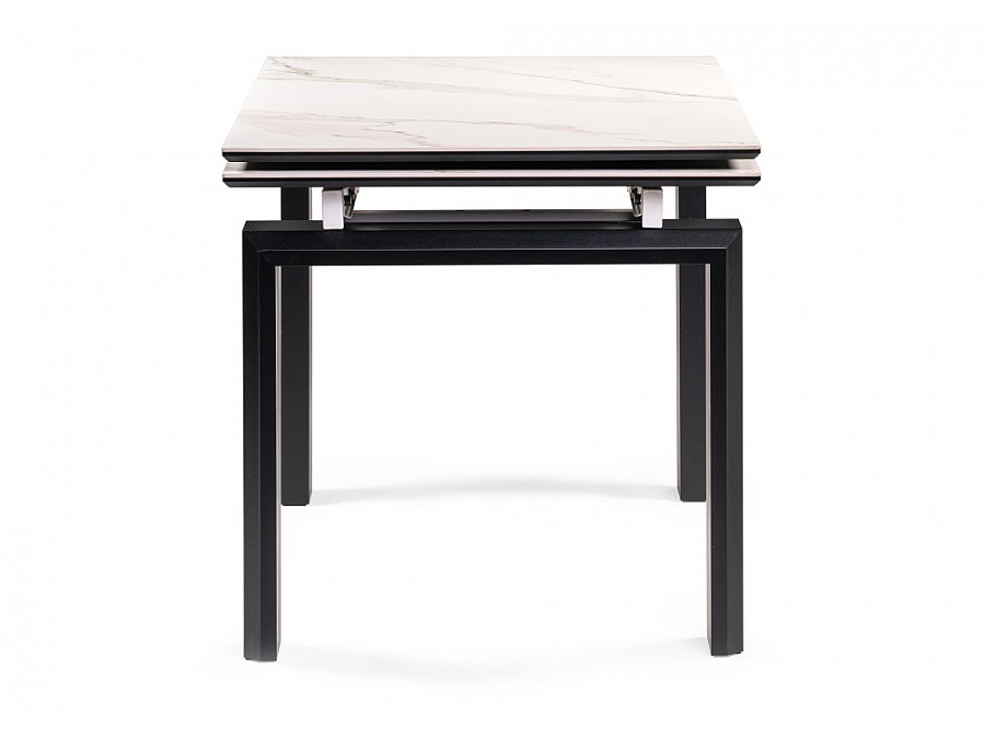 Керамический стол Давос 140(200)х80х78 белый мрамор / черный кварц