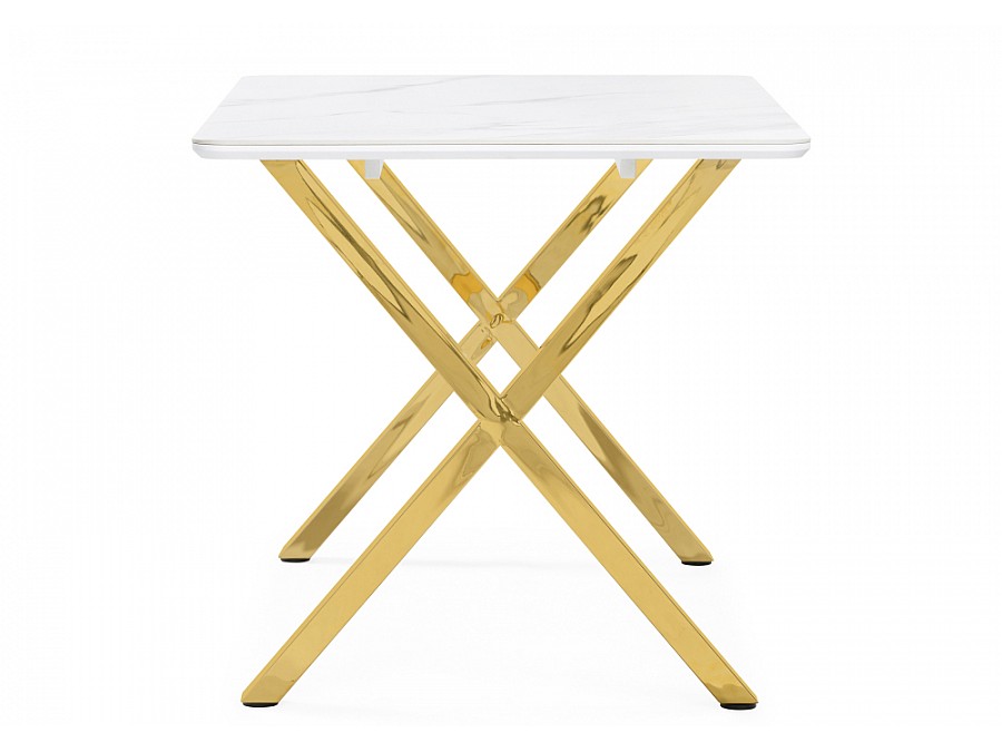 Керамический стол Селена 3 140х80х77 белый мрамор / золото