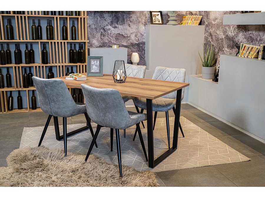 Стол деревянный Лота Лофт 140х80х75 25 мм дуб вотан / матовый черный