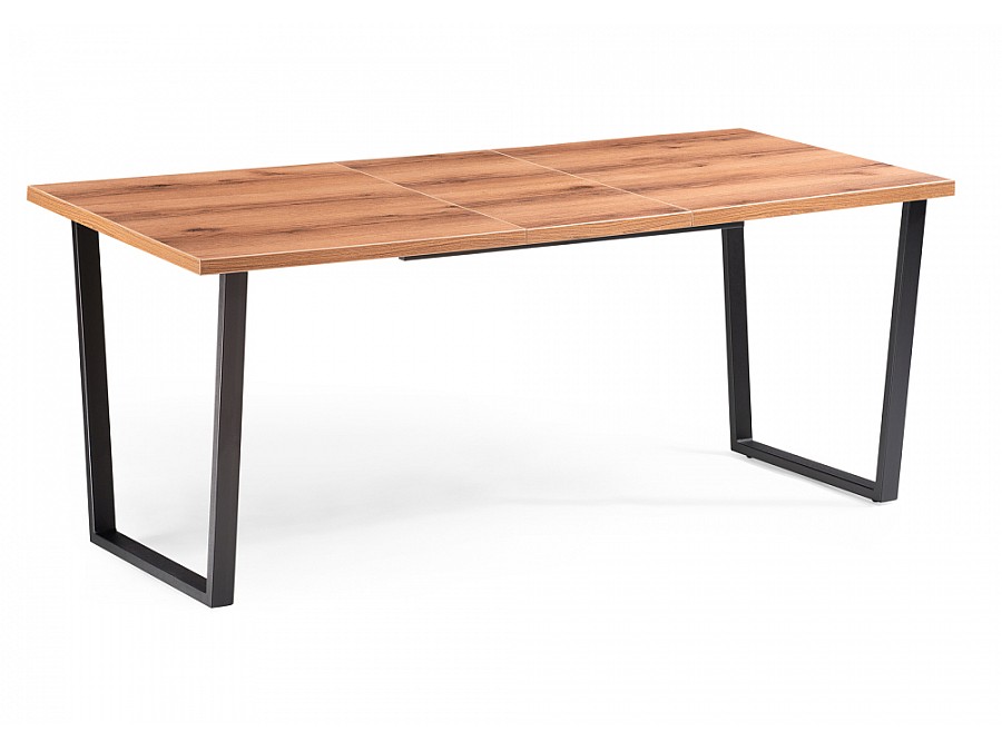 Стол деревянный Лота Лофт 140(180)х80х74 25 мм дуб делано темный / матовый черный