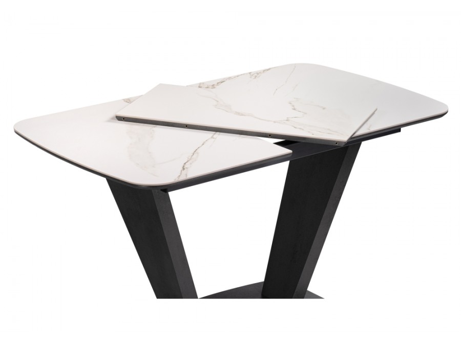 Керамический стол Петир 120(160)х80х75 белый мрамор / графит / темный камень