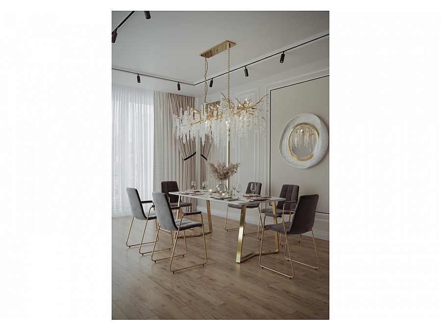 Керамический стол Селена 1 160х90х77 белый мрамор / золото