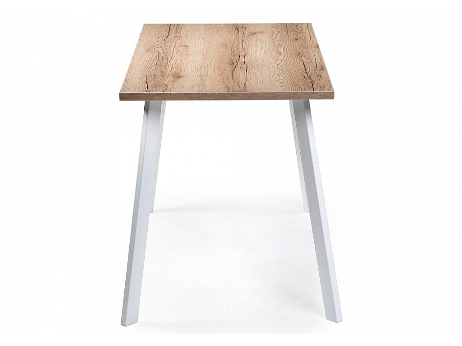 Стол деревянный Тринити Лофт 140х80х75 25 мм дуб делано светлый / белый матовый