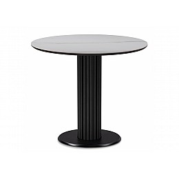 Керамический стол Кэмерон 90х90 белый мрамор snow white / черный