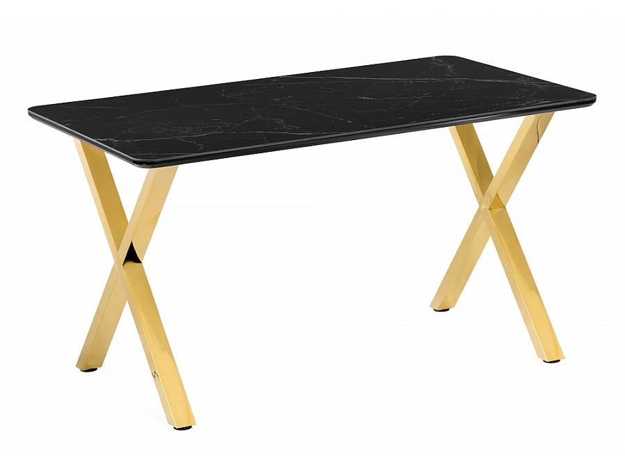 Керамический стол Селена 3 160х90 черный мрамор / золото