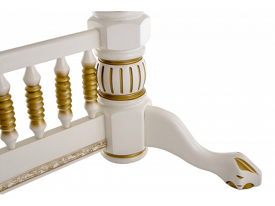 Стол деревянный Кантри 160(200-240)х107х78 молочный с золотой патиной