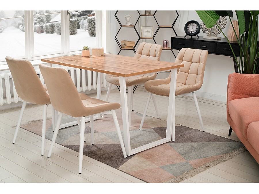 Стол деревянный Лота Лофт 140х80х75 25 мм дуб вотан / белый матовый