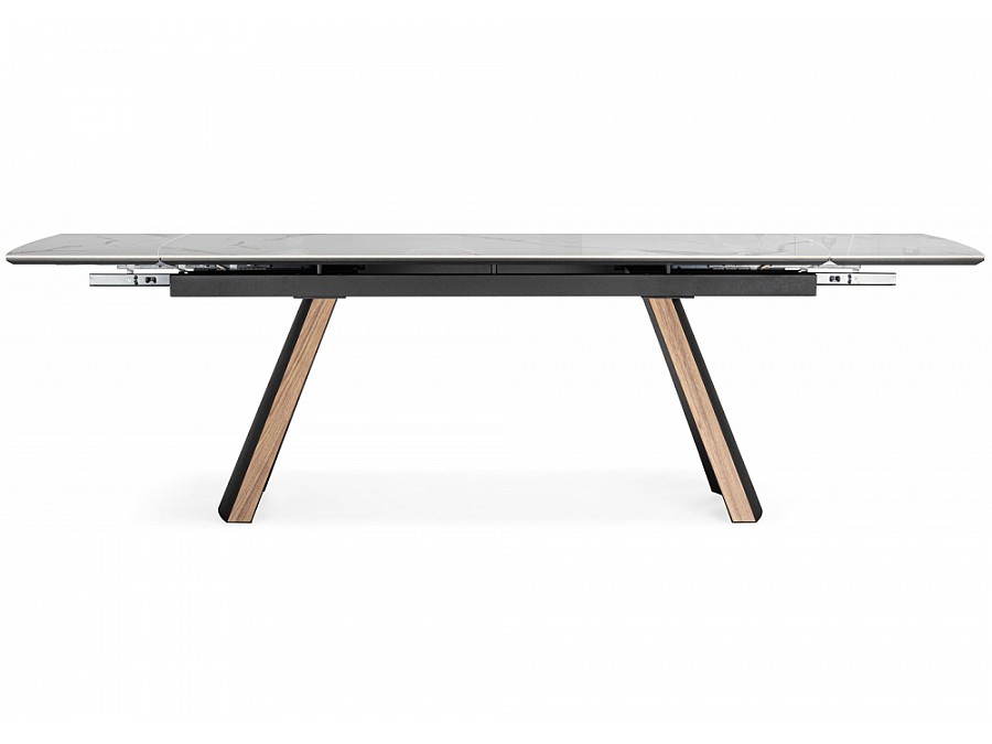 Симмонс 180(260)x90 statuario titan gloss / черный / орех дуб монтана