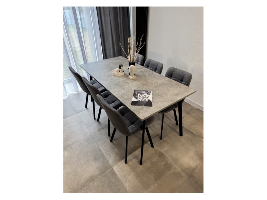 Кортни 117 (157) x 77 бетон светлый / черный матовый