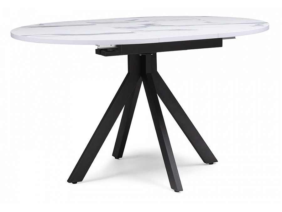 Стол деревянный Бетина 100(130)х100х75 мрамор белый / черный