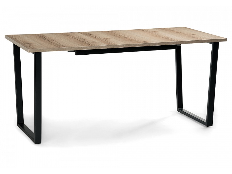 Стол деревянный раскладной Лота Лофт 120(160)х75х75 25 мм черный матовый / дуб делано светлый