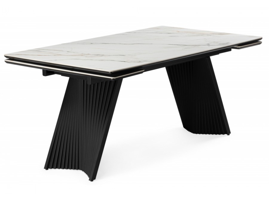 Вейв 160(220)х89 белый с прожилками gilt white / черный