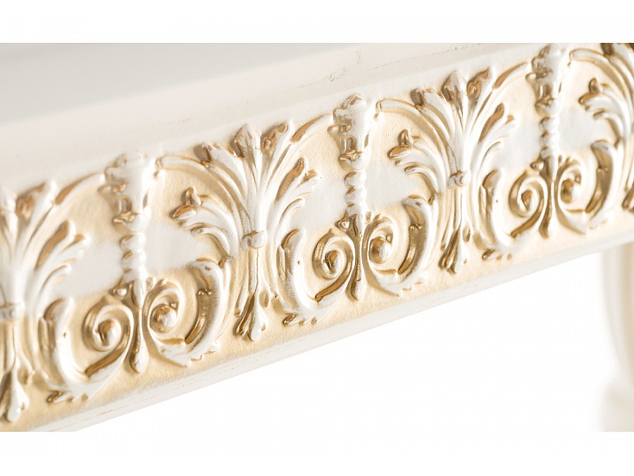 Стол деревянный Морнит 220(320)х110 молочный / золото