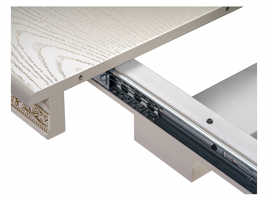 Стол деревянный Кантри 120(160)х80х75 слоновая кость с золотой патиной