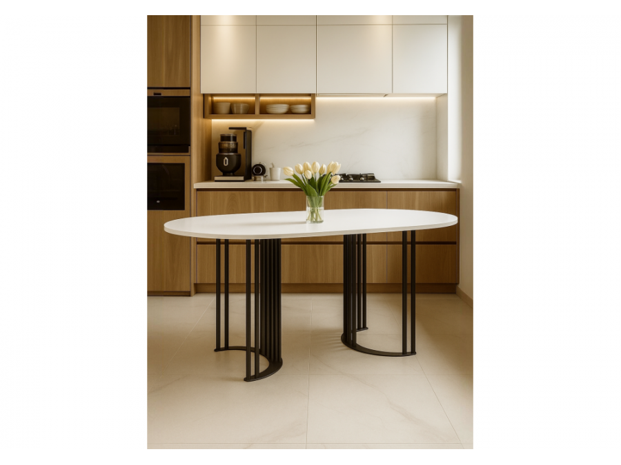 Хьюго О 160 х 90 белая шагрень пленка / черные ноги