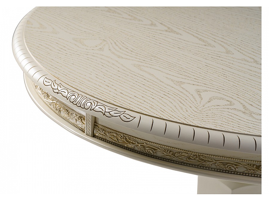 Стол деревянный Кантри 200(280)х107х79 слоновая кость / патина золото