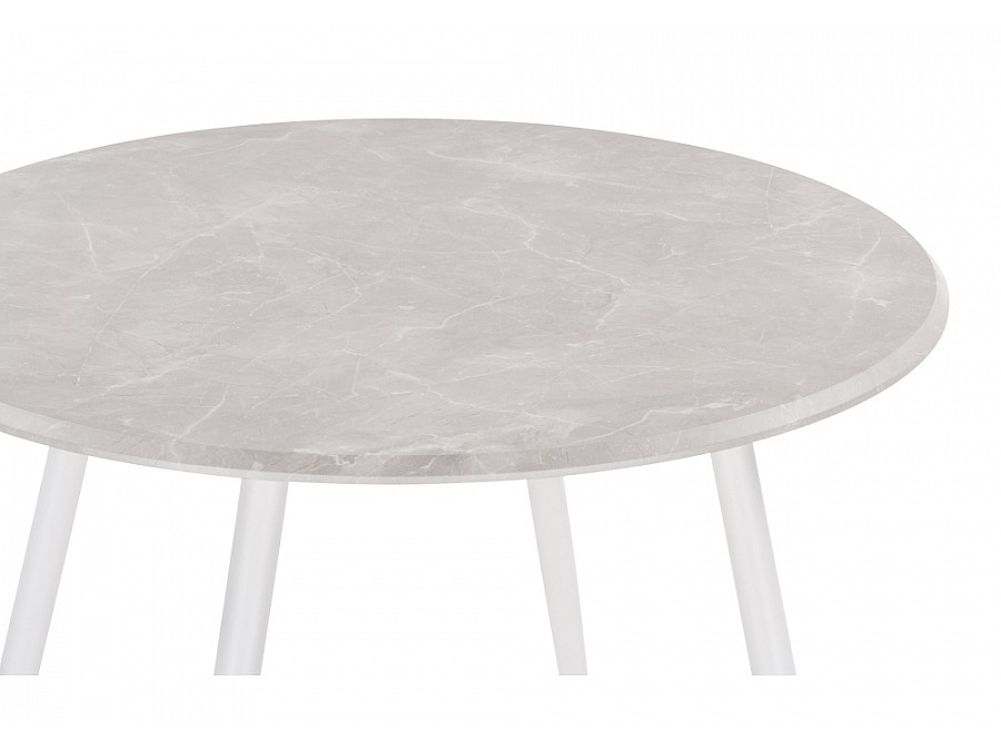 Стол деревянный Абилин 100 мрамор светло-серый / белый матовый