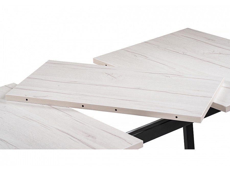 Стол деревянный раскладной Лота Лофт 120(160)х75х75 25 мм черный матовый / юта