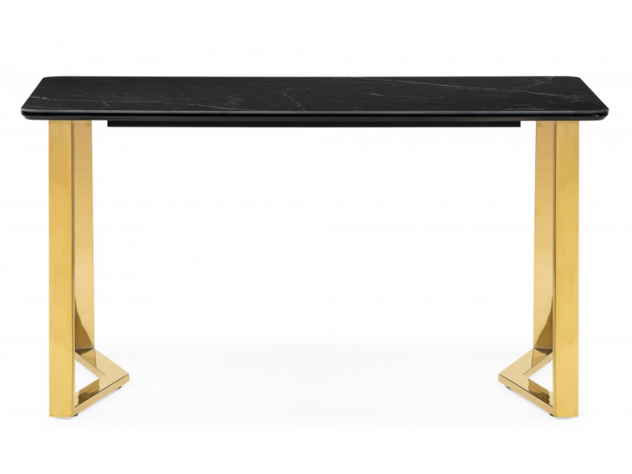 Керамический стол Селена 1 140х80 черный мрамор / золото