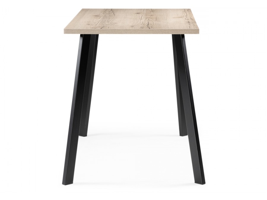 Стол деревянный Тринити Лофт 140x80x75 25 мм делано светлый / матовый черный