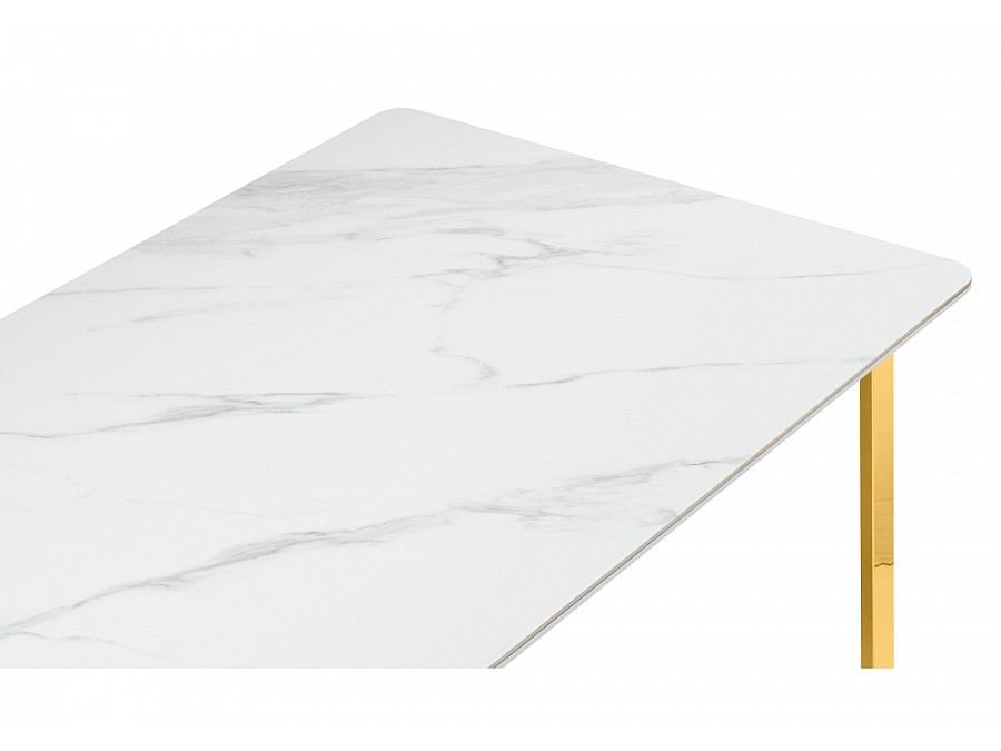 Керамический стол Селена 2 180х90х77 белый мрамор / золото