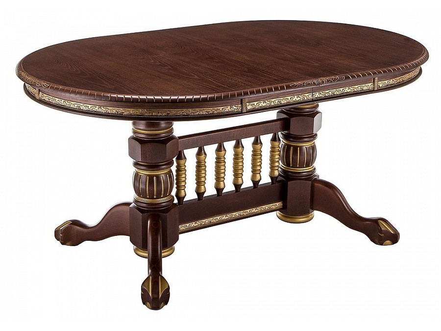 Стол деревянный Кантри 160(200-240)х107х78 орех с золотой патиной