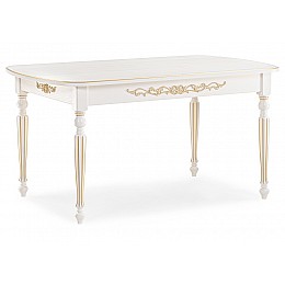 Стол деревянный Бевье 150(200)х90х77 молочный / золото
