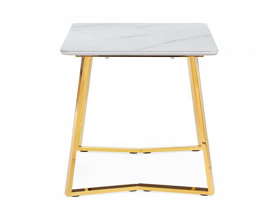Керамический стол Селена 1 140х80х77 белый мрамор / золото