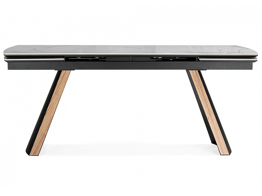 Симмонс 180(260)x90 statuario titan gloss / черный / орех дуб монтана