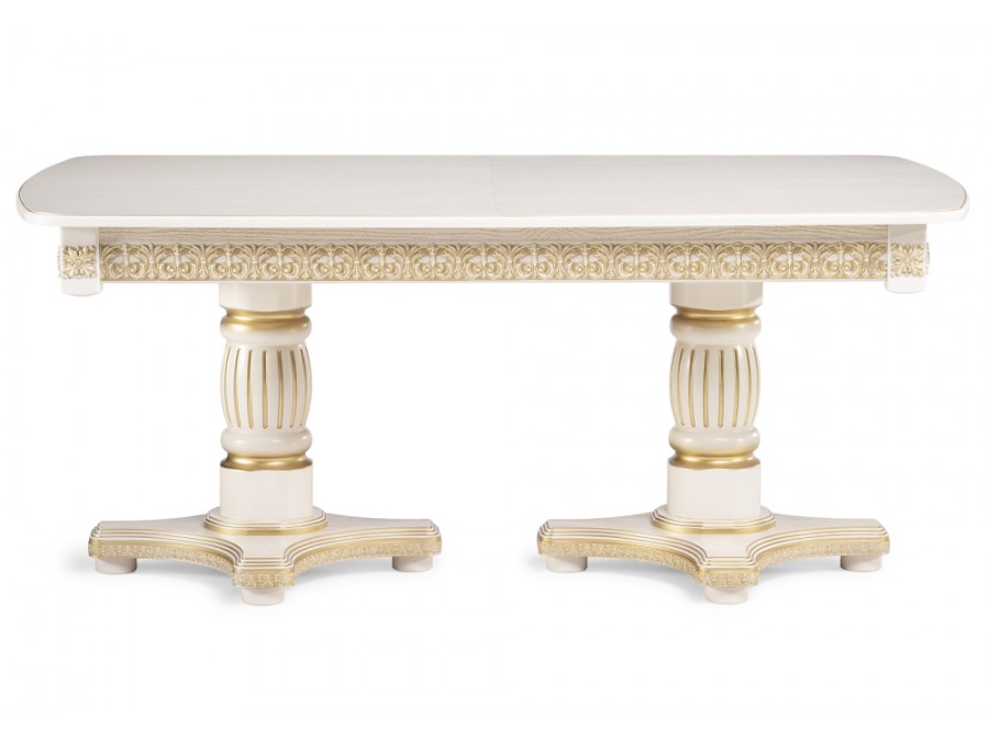 Стол деревянный Морнит 180(240)х100х76 слоновая кость / золото