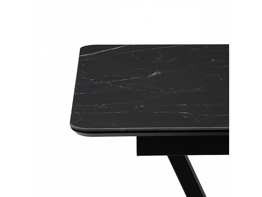 Керамический стол Бугун 120(160)х80х77 черный мрамор / черный