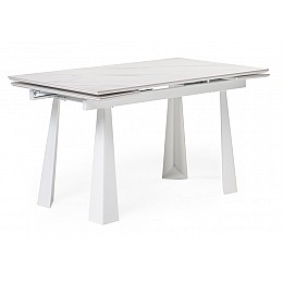 Обеденный стол Бэйнбрук 140(200)х80х76 белый мрамор / белый