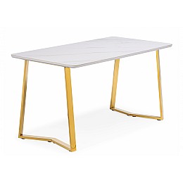 Керамический стол Селена 1 180х90х77 белый мрамор / золото