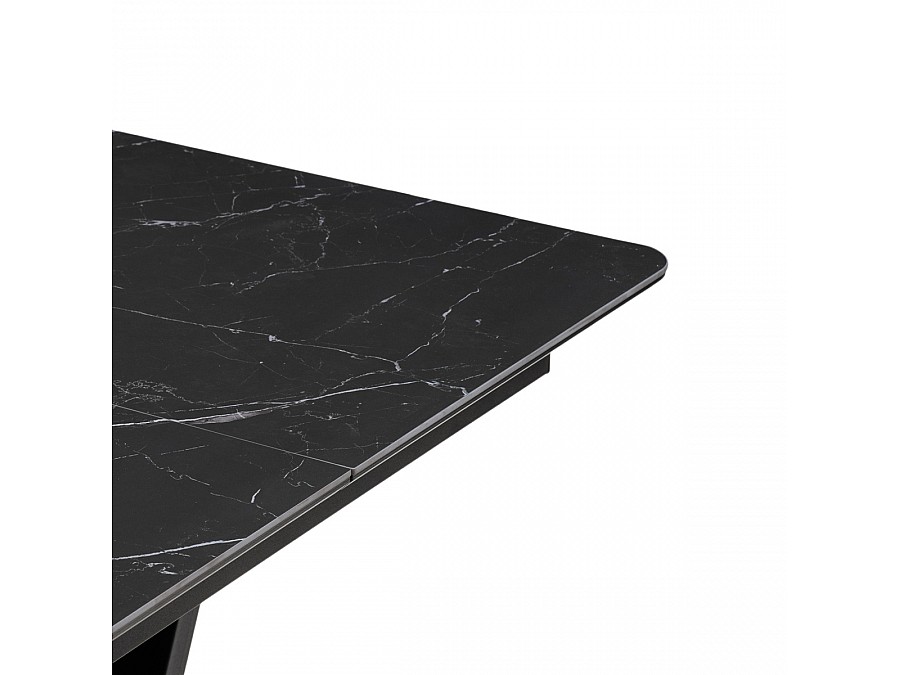 Керамический стол Бугун 120(160)х80х77 черный мрамор / черный
