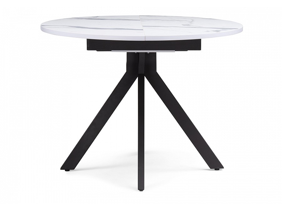 Стол деревянный Бетина 100(130)х100х75 мрамор белый / черный