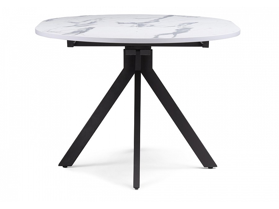 Стол деревянный Бетина 100(130)х100х75 мрамор белый / черный