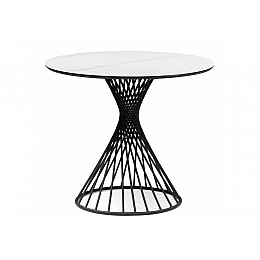 Керамический стол Вивиен 90x90x75 белый мрамор snow white / черный