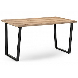 Стол деревянный Лота Лофт 140х80х75 25 мм дуб делано светлый / черный матовый